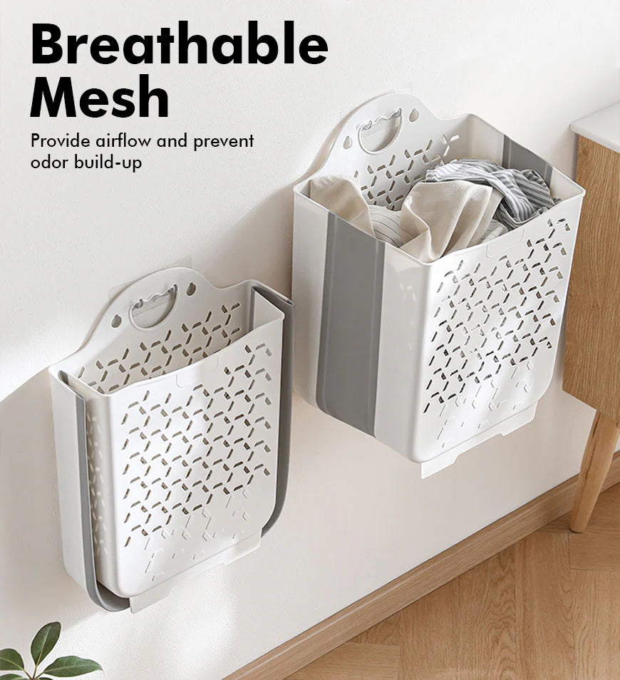 Collapsible Hanging Laundry Basket with Carry Handle 2 Packs