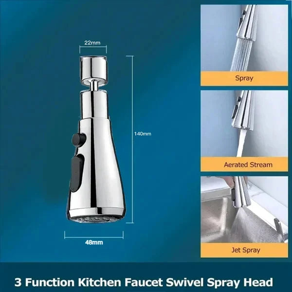 🔥360° Rotatable -3 Function Kitchen Faucet Spray Head