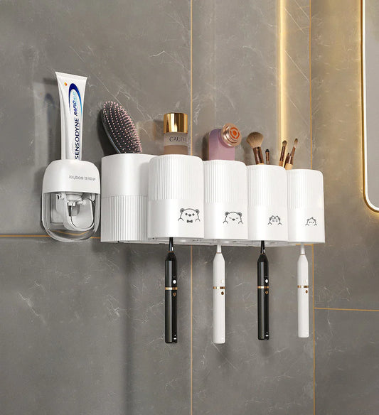 Wall Mounted Toothbrush Holder with Toothpaste Dispenser Z165