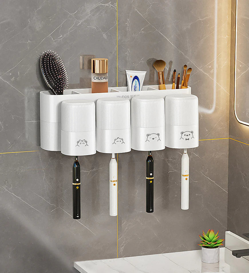 Wall Mounted Toothbrush Holder with Toothpaste Dispenser Z165