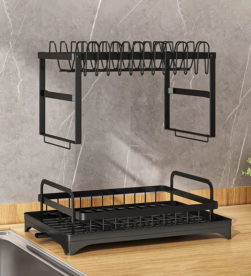 Stainless Steel 2-Tier Dish Drying Rack for Kitchen Counter